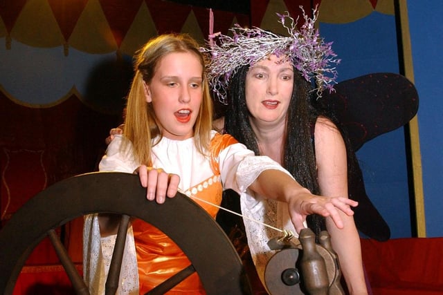 Sarah Ogleby is pictured playing Sleeping Beauty with Kathleen Hodgson as Shady Lady in the Thompson Park Community Association panto in 2004.