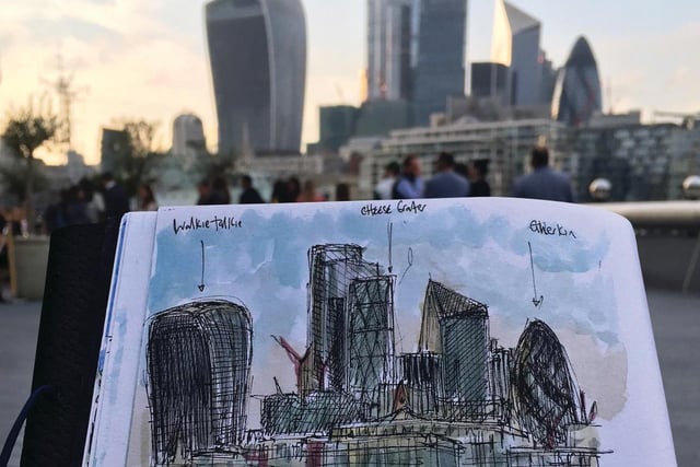 In the summer the Sketcher Clan took a road trip to London and this was drawn whilst looking over the Thames. As they take more time than a quick photo my drawings capture memories in so much more detail for me.