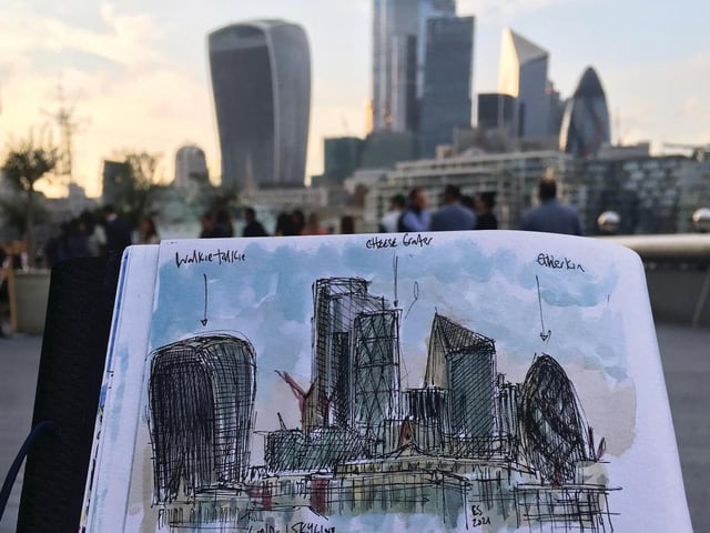 In the summer the Sketcher Clan took a road trip to London and this was drawn whilst looking over the Thames. As they take more time than a quick photo my drawings capture memories in so much more detail for me.
