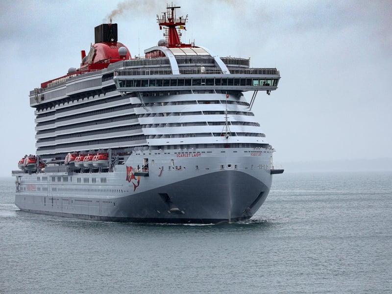 Arrival of Virgin crusie ship Scarlet Lady in Portsmouth. Picture: Chris Moorhouse (jpns 210621-06)