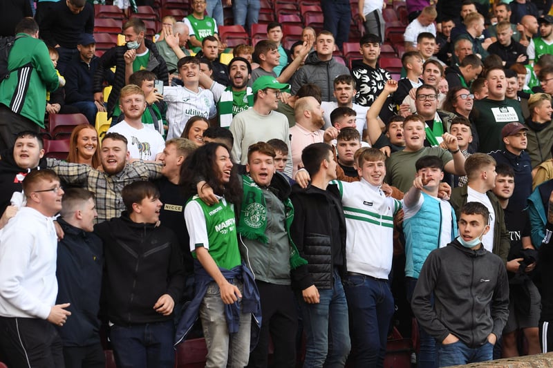 Hibs supporters get the atmosphere going ahead of kick-off
