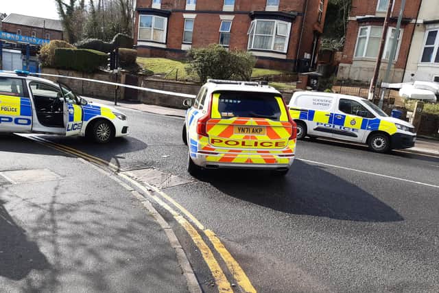 A police cordon remains in place in Burngreave today following a fatal shooting on Tuesday evening (Photo: David Kessen)