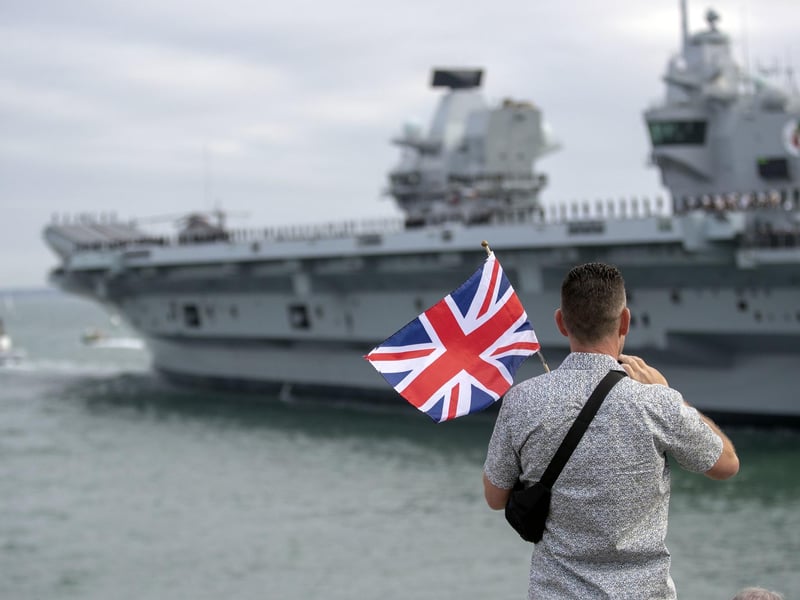HMS Queen Elizabeth leaves Portsmouth for F-35 flight tests in the US on August 18, 2018. Picture: Steve Parson/ PA Wire