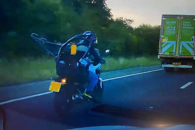 Police followed this motorcyclist home after spotting him on M1 near Sheffield