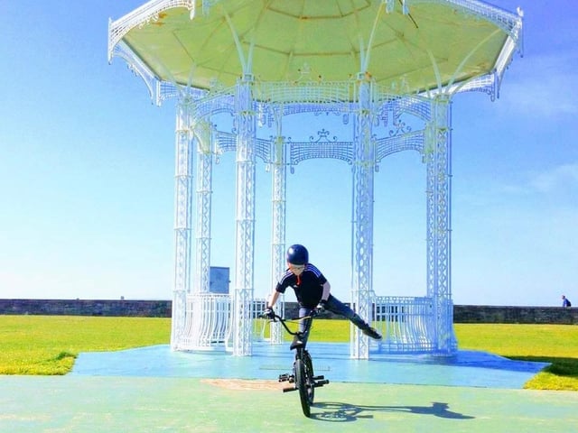 Lucinda and Shane love this photo of their daughter, Luna, on her BMX at the famous Southsea Bandstand.