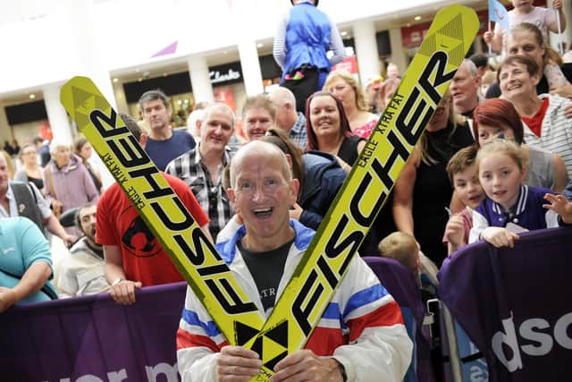 Eddie the Eagle pictured at Crystal Peaks to help the centre celebrate its 30th birthday