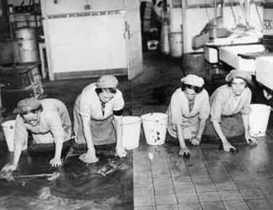 Lots of elbow grease was used by these women in the 1940s