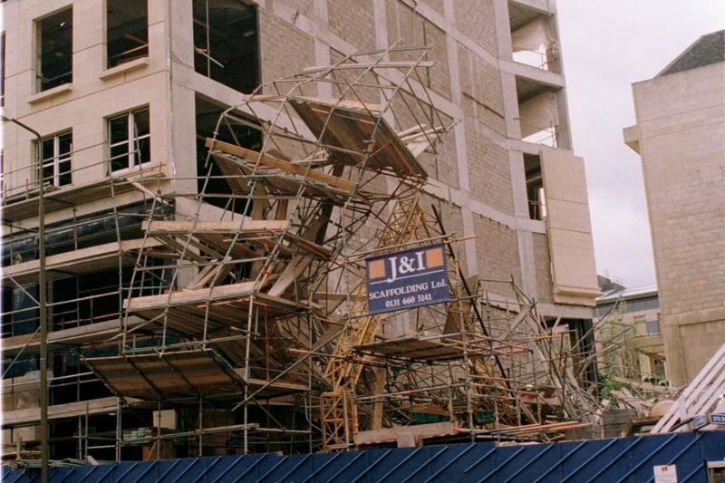 Scaffolding accident at the under construction Exchange Plaza, where a worker was killed in 1996.