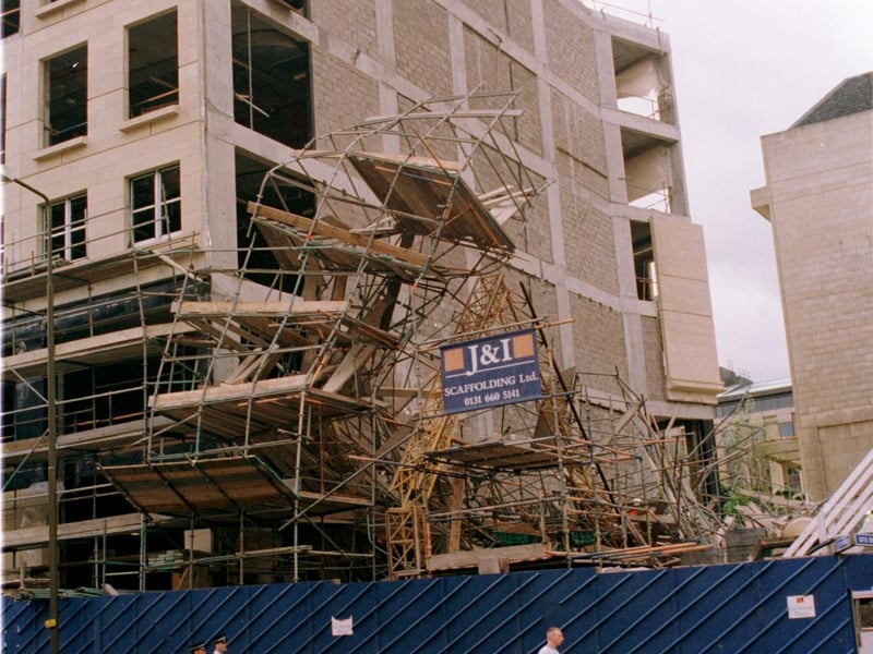 Scaffolding accident at the under construction Exchange Plaza, where a worker was killed in 1996.