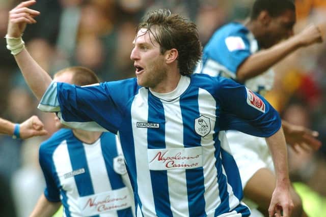 James Quinn peels away after scoring Sheffield Wednesday's winner in a 2-1 win at Hull City in 2005 - the goal that secured their place in the play-offs.