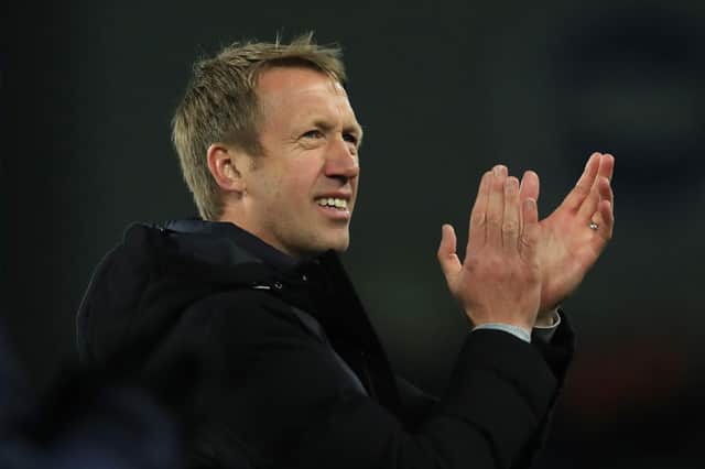 Graham Potter,  Brighton boss. (Photo by Gareth Fuller - Pool/Getty Images)