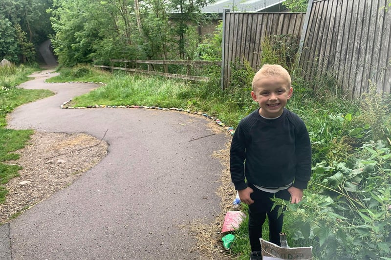 Five-year-old Charlie Wild started the 'rock snake' in New Mills. Little Charlie painted a snake's head on a rock, and left it beside a footpath with notes asking people to join.