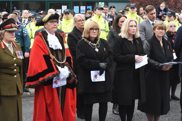 The Deputy Lord Lieutenant, Colonel Ann Clouston, Mayor Cllr Pat Hay, Mayoress Jean Copp, MP Emma Lewell-Buck and Cllr Tracey Dixon, leader of South Tyneside Council.