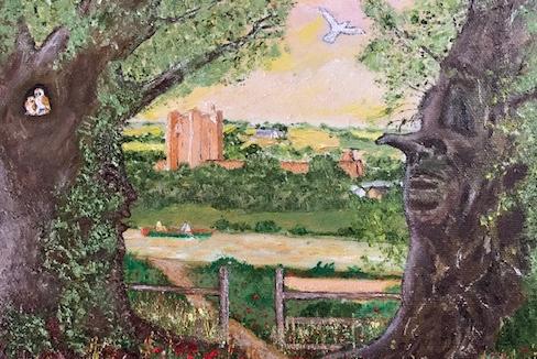A painting of Conisbrough Castle.