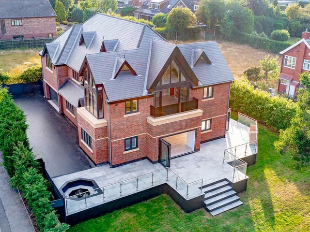 A second aerial view of the exterior of The Pinnacle. It underlines the spectacular majesty of the six-bedroom home.