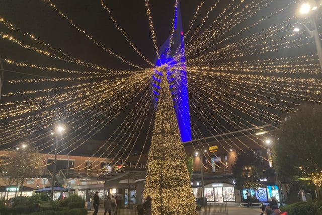 Christmas decorations are up at Gunwharf Quays