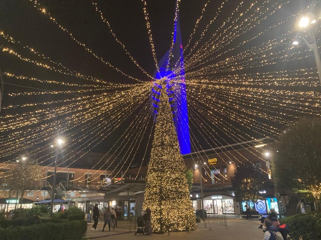 Christmas decorations are up at Gunwharf Quays