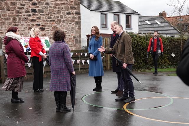 The Duke and Duchess hear how staff at Holy Trinity First School worked during the pandemic. Picture: Dawn Robertson