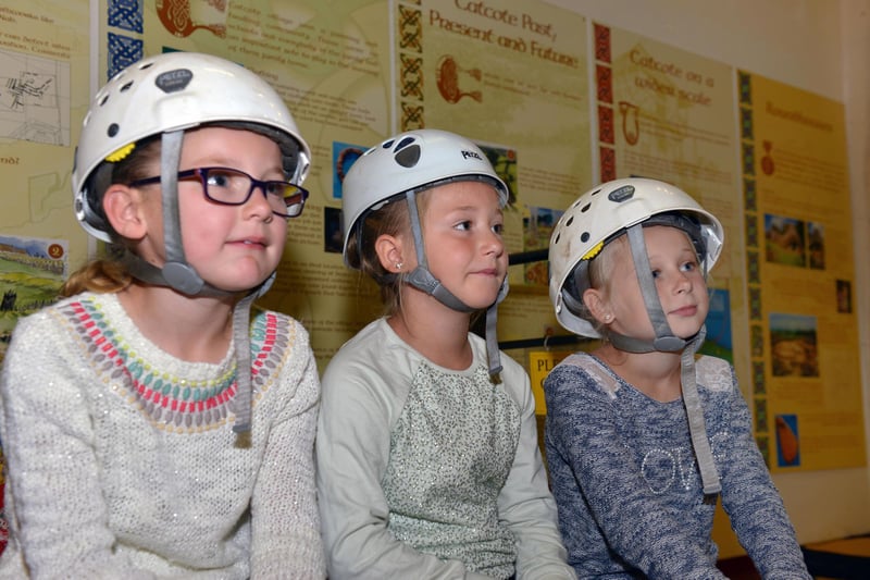 Ella Alexander, Lexy and Chelsea Liddell wait to stat the climbing wall at the Summerhill Centre in 2015.