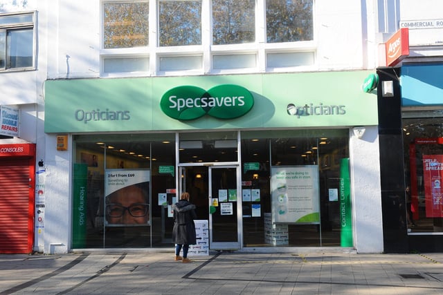 Specsavers is open in Commercial Road, Portsmouth during the lockdown. Picture: Sarah Standing (051120-7670)