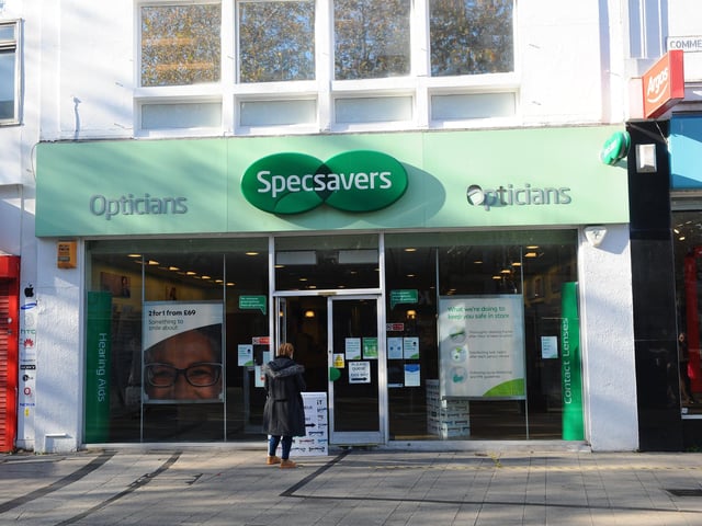 Specsavers is open in Commercial Road, Portsmouth during the lockdown. Picture: Sarah Standing (051120-7670)