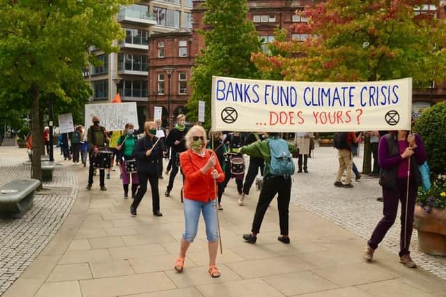 Extinction Rebellion Sheffield is targeting Barclays, which it says is Europe’s largest financier of fossil fuels, with a week-long protest