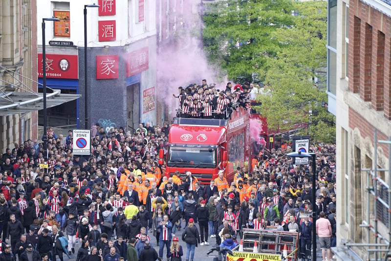 Thousands of jubilant Sheffield United supporters lined the streets of the Steel City on May 11 as their promotion-winning heroes celebrated sealing their place in the Premier League with an open-top bus parade. It was also the night skipper and boyhood Blade Billy Sharpe emotionally discussed his future with the team. Danny Lawson/PA Wire.
 - https://www.thestar.co.uk/sport/football/sheffield-united/the-best-fan-and-celebration-photos-from-sheffield-uniteds-promotion-parade-4139655