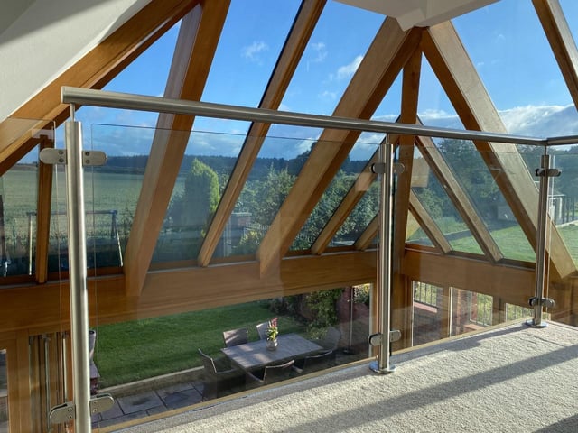 There is a balcony inside the double-height orangery.