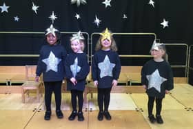 The children in FS2 at St John Fisher Primary School rehearsing for their roles as stars for the school play this Christmas