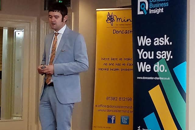 Dan Fell addresses Doncaster business leaders at the Mount Pleasant Hotel, Doncaster