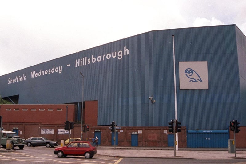 Sheffield Wednesday Football Club's Hillsborough ground with the old-look logo in 1999