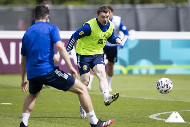 John Fleck during a Scotland training session at Rockliffe Park, on June 10, 2021, in Darlington, England. (Photo by Craig Williamson / SNS Group)