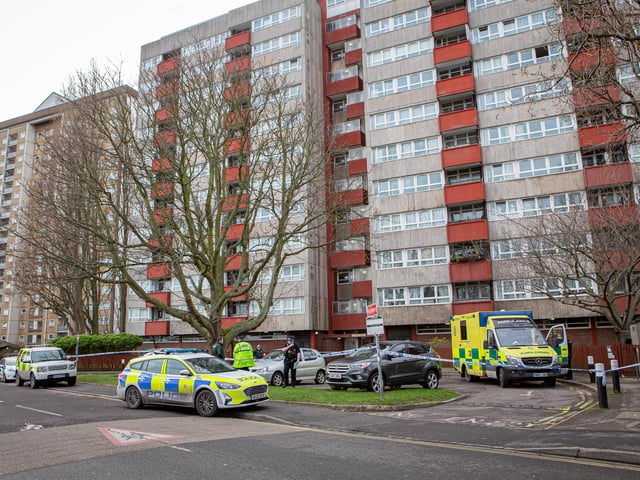 Police attending a serious incident in Buckland near Pickwick House in Portsmouth on January 11, 2021. Picture: Habibur Rahman