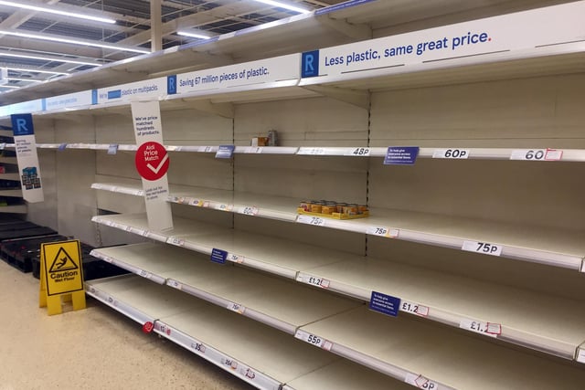 Panic buying has left supermarkets across Doncaster with empty shelves. This was Tesco Extra, Woodfield Plantation, Woodfield Way, yesterday.Picture: NDFP-17-03-20 EmptyShelves 12-NMSY