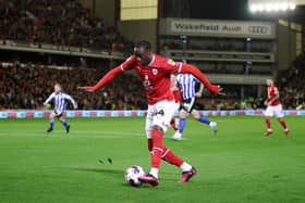 BARNSLEY, ENGLAND - MARCH 21: Devante Cole of Barnsley scores the team's first goal during the Sky Bet League One between Barnsley and Sheffield Wednesday at Oakwell Stadium on March 21, 2023 in Barnsley, England. (Photo by George Wood/Getty Images)