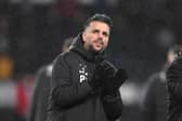 Barnsley head coach Poya Asbaghi applauds the fans at the final whistle during the Sky Bet Championship match between Derby County and Barnsley (Tony Marshall/Getty Images)