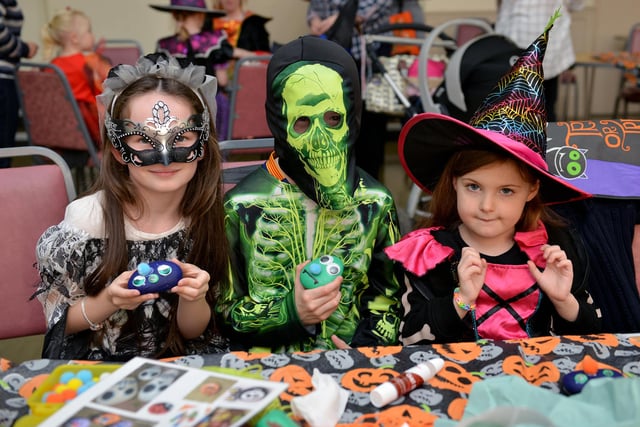 Spooky Make and Bake session at Selston Parish Hall, pictured are from left Sienna Flannagan, eight, Sean Flannagan, nine and Lilith Thompson, four