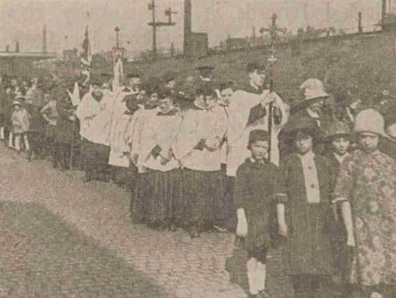 A procession from St Peter's Church to Heeley Parish Church where a joint resurrection service was held in April 1925.