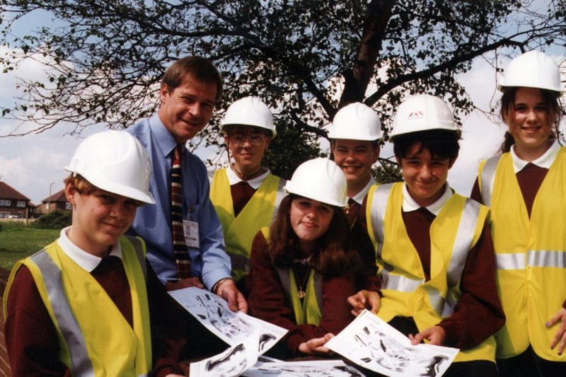 John Clarke from the Earth Centre pictured with pupils from Northcliffe School in 1997 before it opened in 1999