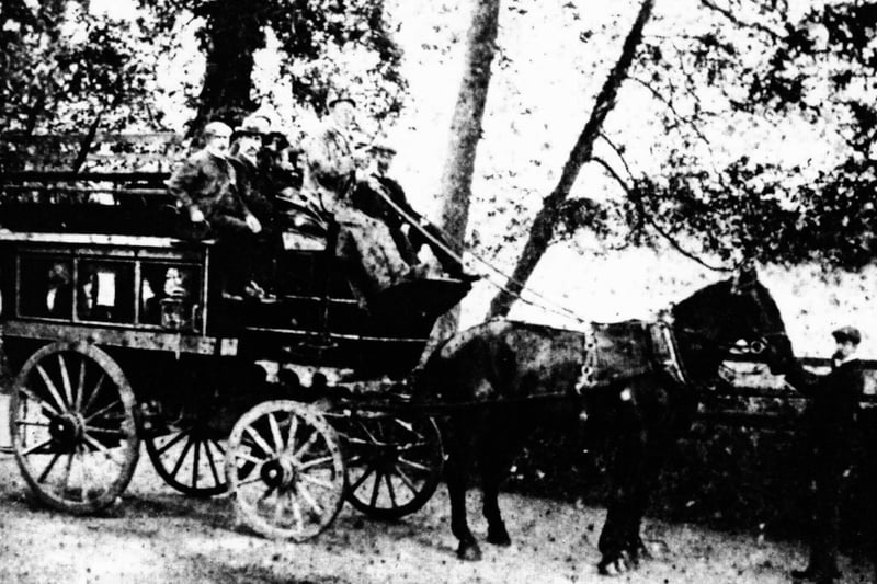 No, not a stagecoach scene from the old west, but old Denmead. This is in fact the Denmead Queen, the horse drawn bus service that operated  between the village and Waterlooville.