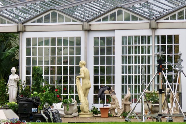 Filming in Sheffield for new HBO miniseries The Regime, starring Kate Winslet and Hugh Grant. The crew was busy packing up the props in Sheffield Botanical Gardens on Friday. Photos by @steelcitysnaps via Twitter