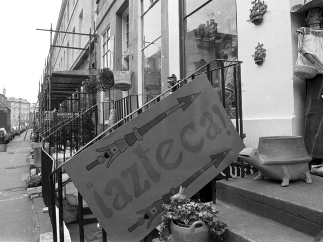 Exterior of the shop Azteca in St Stephen Street, Stockbridge, Edinburgh, March 1983.