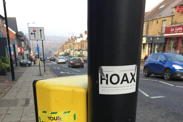 A hoax sign on a street in Sheffield
