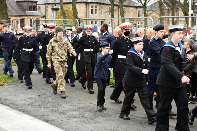 Members of the local cadet forces turned out to remember the fallen heroes of the past at Zetland Park
