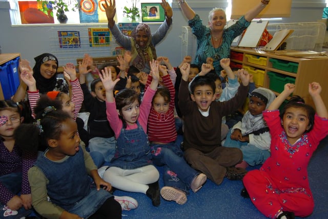 Pupils at Byron Wood School return to class in February 2008, one year after a devastating fire in March 2007.