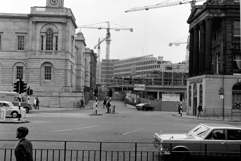 Work continues on the St James Square development (later to be called St James Centre) in 1971 .