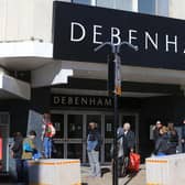 Debenhams sees a long queue outside its store before it reopened after lockdown 3 last year.