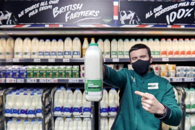 Morrisons has said it will scrap 'use by' dates on most of its milk and is encouraging customers to use a 'sniff test' instead to check if the product is still edible, in a bid to reduce waste. Photo by Morrisons.