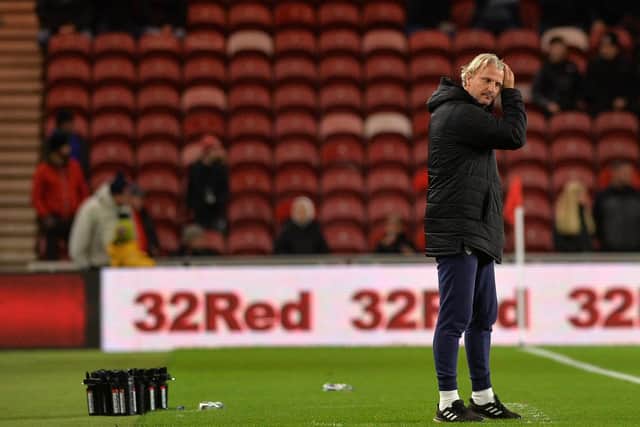 Barnsley's manager Markus Schopp during another defeat at Middlesbrough.