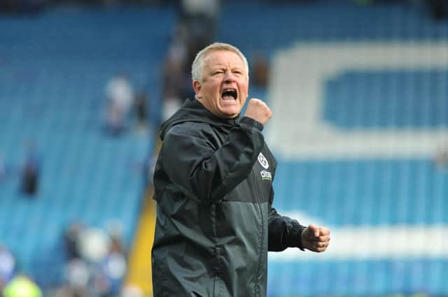Sheffield United boss Chris Wilder celebrates his side's 4-2 win over bitter rivals Sheffield Wednesday at Hillsborough in September 2017. Picture: Joe Perch/Sportimage